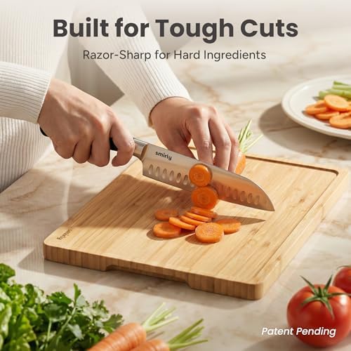 SMIRLY 14-Piece Kitchen Knife Set with Block, Razor-Sharp, Black