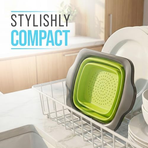 Comfify Green XL Collapsible Silicone Over Sink Colander – 6 Quart