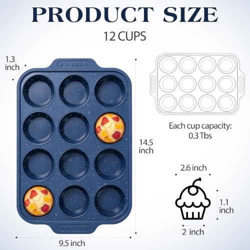 Silicone Muffin Pans for Baking with Metal Reinforced Frame