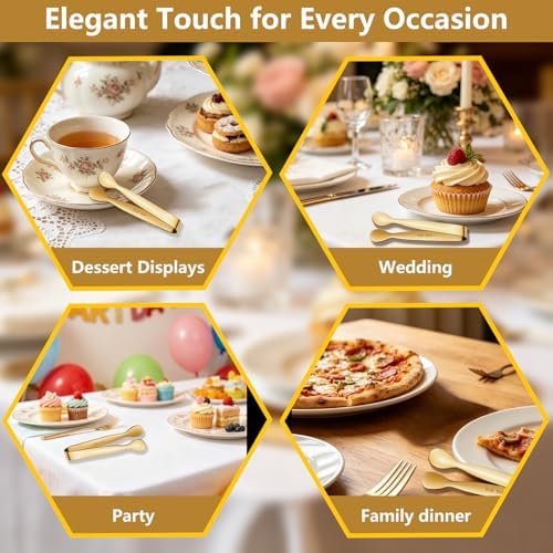 10pcs Mini Serving Tongs, 4.3" Stainless Steel Small Sugar Tongs, Ice Tongs Kitchen Mini Serving Tongs for Serving Food, Ice, Sugar Cube, Salad, Desserts, Coffee Bar, Tea Party, Desserts Party (Gold)