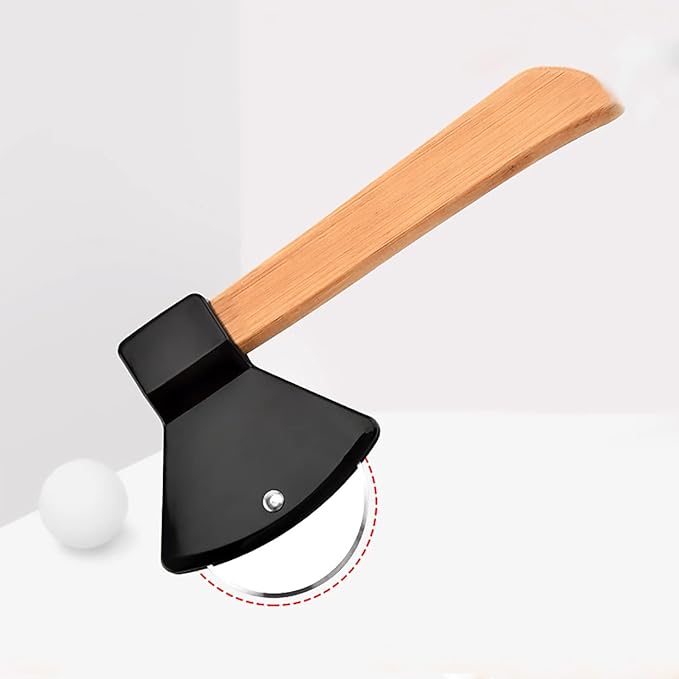 2Pcs Pizza Cutter Wheel, Axe Shaped Stainless Steel Pizza Knife With Bamboo Handles and Sharp Rotating Blades, Pizza Slicer Rolling Cutter for Pies, Cookies, Bread, Cakes (Black)
