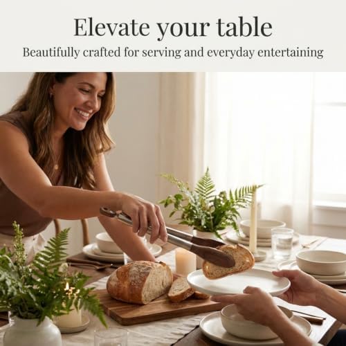 Salt & York 11-Inch Walnut Wood Tongs, Long Handle Kitchen Tongs for Cooking, Salad, Pasta, and Grilling, Farmhouse Style Kitchen & Cookware, Ideal for Entertaining, Wedding and Housewarming Gift