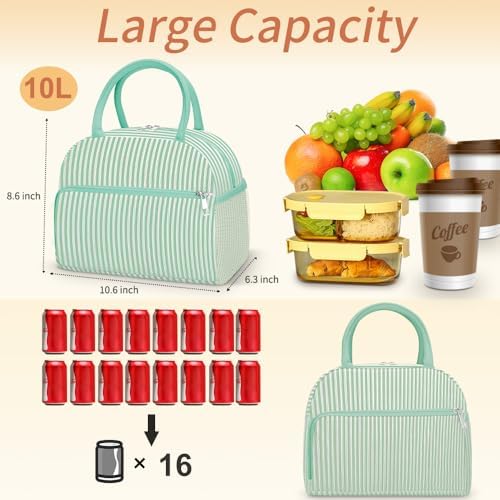 Coobiiya Lunch Bag Lunch Box for Women Men, Reusable Cute Corduroy Lunchbag - Leakproof, Insulated LunchBox Tote with Large Capacity