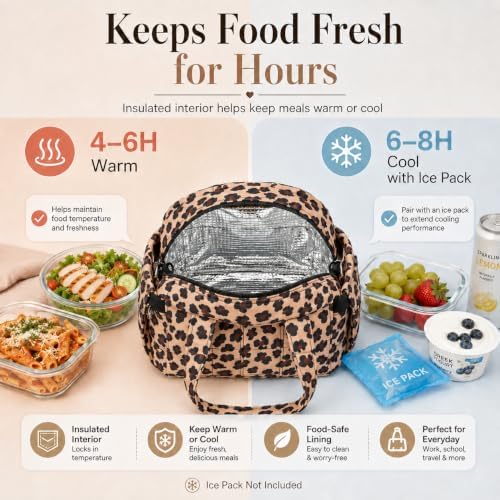BTOOP Lunch Box for Women, Quilted Insulated Lunch Bag with Shoulder Strap