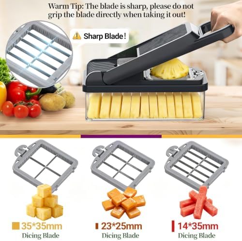 15-in-1 Vegetable Chopper 10 Blades, Veggie Cutter with Handle, Grey