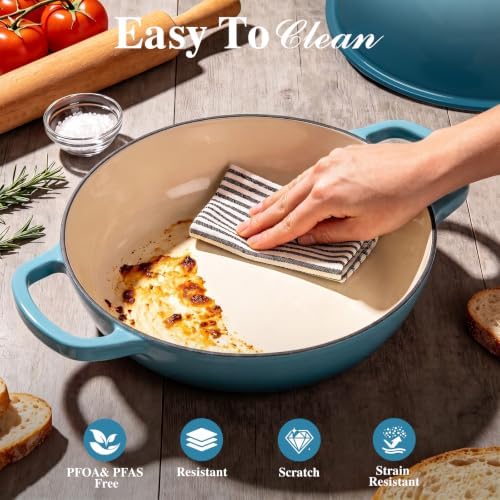 Umite Chef 6QT Enameled Cast Iron Dutch Oven Bread Baking Gift Set