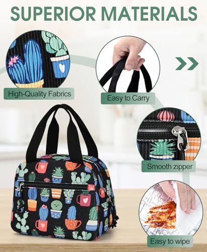 Lunch Bag for Women, Corduroy Small Insulated Lunch Box