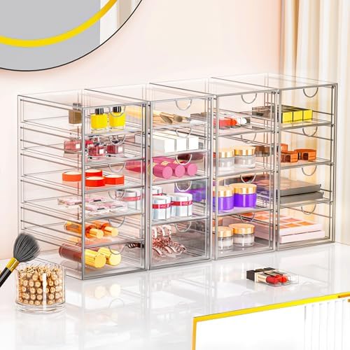 Acrylic Makeup Organizer with 19 Drawers,Storage Drawer Organizer