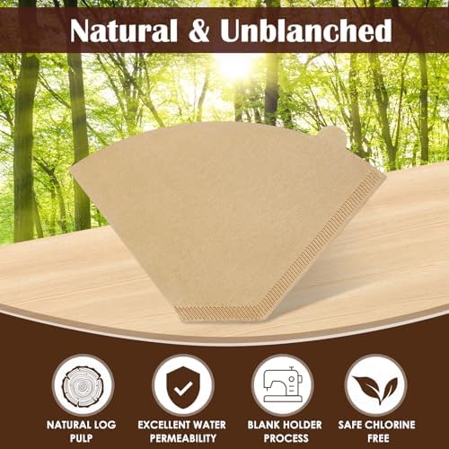 200 Count #4 Cone Coffee Filters 8-12 Cup, Natural Coffee Filters