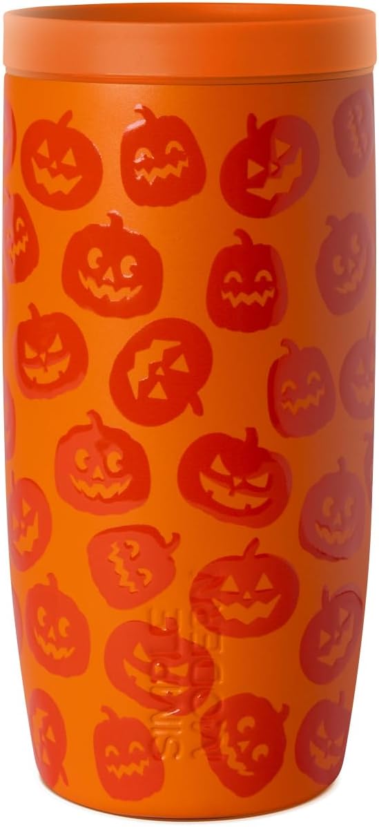 Simple Modern Halloween Signature Voyager | 16oz Travel Coffee Mug Tumbler with 360° Lid | Gifts for Women Men | Ceramic-Lined Insulated Stainless Steel Cold Brew Iced Coffee Cup | Jack-O-Lanterns