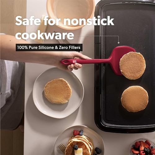 DI ORO Silicone Turner Spatula Set - 600F Heat Resistant, 4-Pc Red
