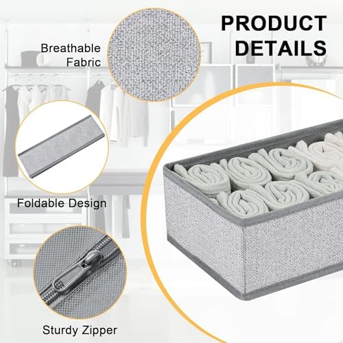 DIMJ Drawer Organizer Clothes Set of 8, Foldable Closet Drawer Bins, Underwear Drawer Organizer, Fabric Drawer Dividers for Baby Clothes, Socks, Belt, Tie (Blended)