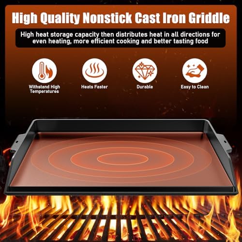 Cast Iron Griddle for Stove Top Griddle for Gas Grill Range Oven 23" x 16"
