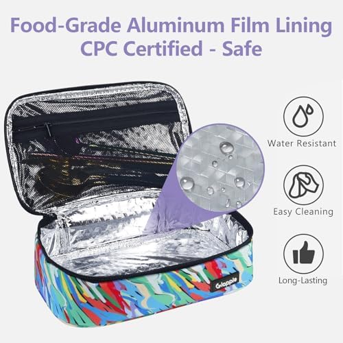 Gloppie Small Lunch Bag, Insulated Lunch Box for Adults & Kids, Watercolor