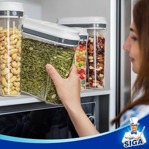 MR.SIGA Airtight Cereal Dispenser Set, Storage Containers for Dry Goods