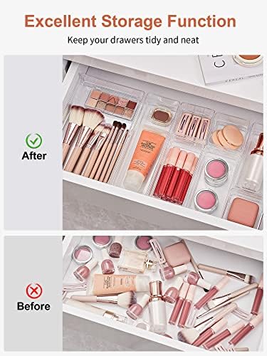SMARTAKE 22 PCS Drawer Organizer, 4-Size Desk Bathroom Drawer Organizer
