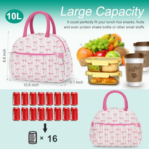 Coobiiya Cotton Quilted Lunch Bag,Cute Insulated Puffer Lunch Box for Women