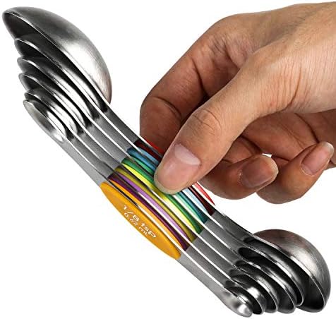 Magnetic Measuring Spoons Stainless Steel Dual Sided Teaspoons Tablespoons