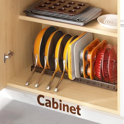 ORDORA Pots and Pans Organizer under Cabinet, 11.8-22.8" 12 Dividers Bronze