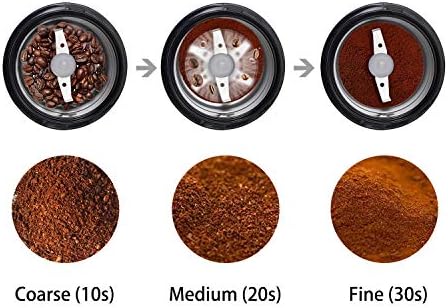 DR MILLS DM-7441 Coffee Grinder Electric, Coffee Bean and Dried Spice Grinder, One Touch Operation, Blade and Cup Made with SUS304 Stainless Steel (Black)