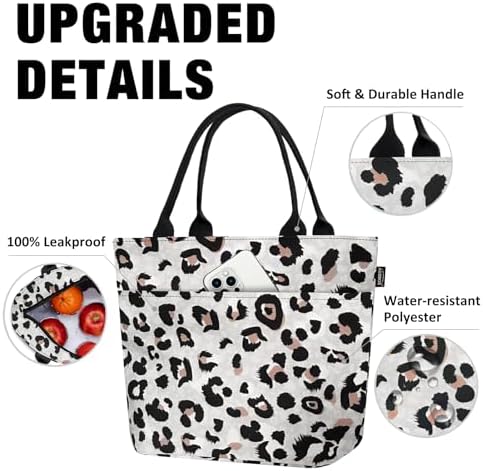 Aosbos Lunch Tote Bag,Insulated Lunch Bag For Women,Work,Office,Leopard