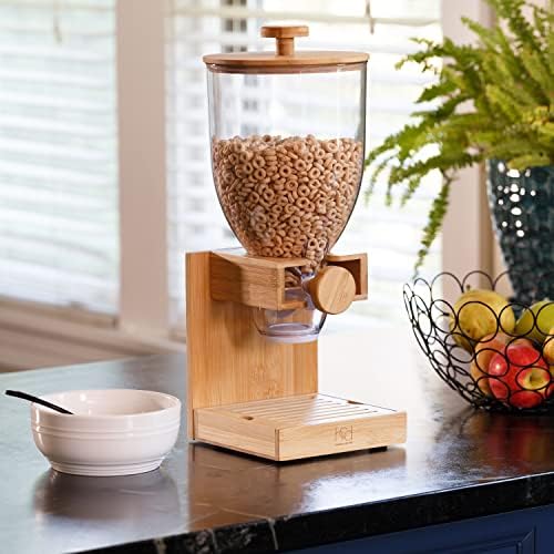ZevrO Honey-Can-Do Bamboo Cereal Dispenser with Airtight Lid – Countertop Dry Food Dispenser for Kitchen Organization – Eco-Friendly Cereal Container for Pantry (Pack of 3)