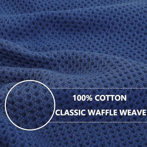 Homaxy 100% Cotton Waffle Weave Kitchen Dish Cloths 8-Pack, Navy Blue