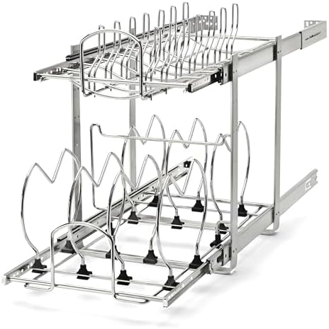 Rev-A-Shelf Dual Kitchen Cabinet Pullout Organizer, Min Open Width of 11.5"