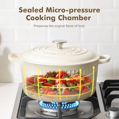 SENSARTE 5.5QT Enameled Cast Iron Dutch Oven Pot Casserole Dish with Lid