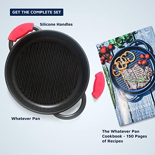 Jean-Patrique The Whatever Pan Cast Aluminum Griddle Pan for Stove Top - Lighter than Cast Iron Skillet Pancake Griddle with Lid - Nonstick Stove Top Grill 10.6" Diameter