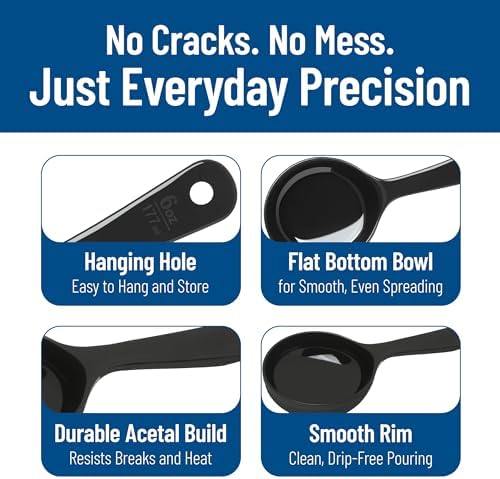 Carlisle FoodService Products 493003 Measure Miser Solid Short Handle Measuring Spoon, 6 Ounces, Black (Pack of 12)