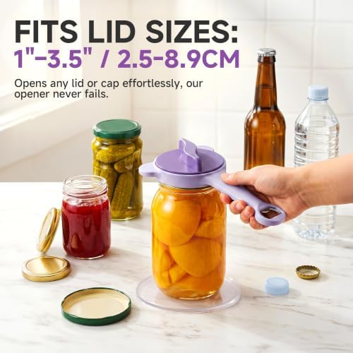 2026 Upgraded 4-in-1 Jar Opener - Adjustable Stainless Steel Lid Remover for Seniors & Arthritis Sufferers, Fits Kitchen Jars, Bottles & Cans Purple