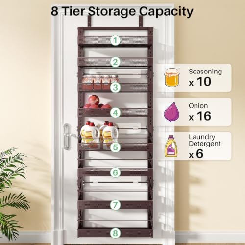 SNTD 8 Tiers Over the Door Organizer, 17" W x 6" D x 69" H, Bronze