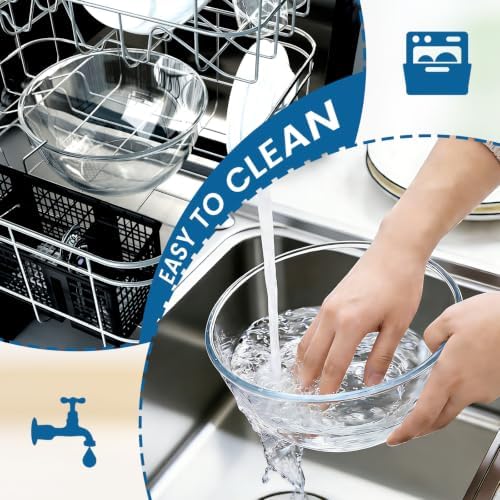 4.7 Qt Extra Large Glass Mixing Bowl, Glass Bowl for Sourdough Bread Making