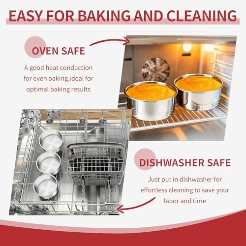 TeamFar 5 Inch Cake Pan Set of 6, Stainless Steel Small Layer Cake Pans Tin