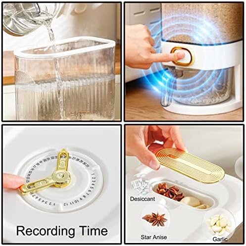 Sooyee Clear Rice Dispenser, Large Cereal Dispenser with Lid