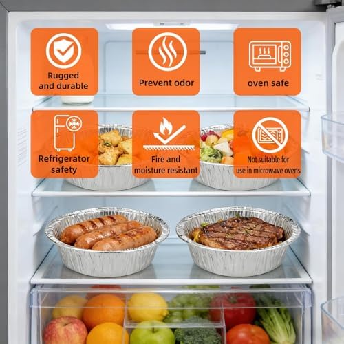 100 Pack Mini Pie Pans, 5in Pie Tins, Disposable Aluminum Round Foil Tart, Aluminum Foil Pans, Easily Stack & Store for Baking, Cooking, Storage or Reheating