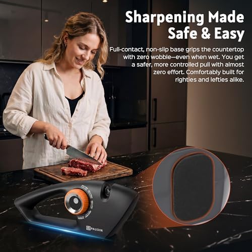 PAUDIN Knife Sharpener, 5-Stage Manual Sharpening for Kitchen Knives