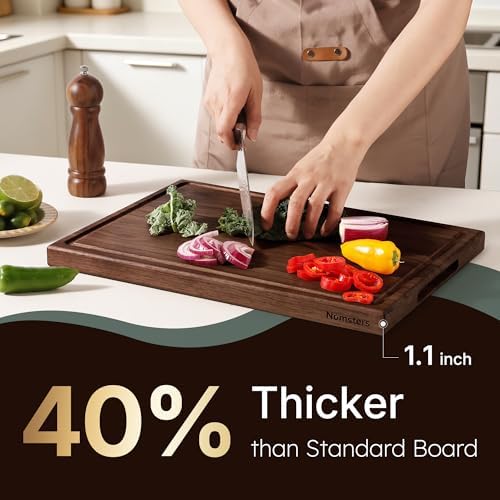 Luxury American Black Walnut Wood Wooden Cutting Boards for Kitchen 17''