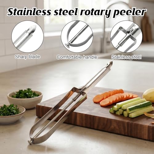 2Pcs Stainless Steel Peeler, Potato Peeler, Vegetable Peelers for Kitchen Fruit Peelers Handle, Ergonomic Blade for Peeling for Home and Restaurant Use