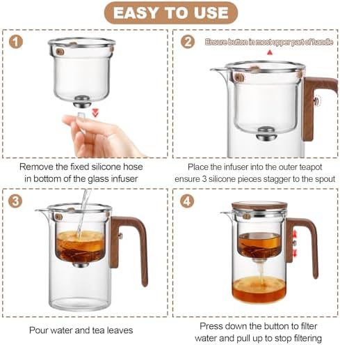 Enchanti Tea Pot, Glass Teapot with Infuser,Magnetic Loose Leaf Tea Steeper
