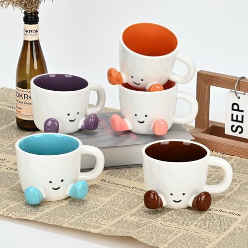 Coffee Mugs,Cute funny Mug For Women, 380ml Unique Ceramic Coffee Tea Cups, Office Mug Gift (violet)
