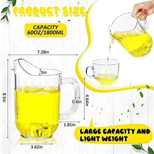 Tessco 12 Pcs Plastic Pitchers 60 Oz Clear Water Beer Jug Large,Classic
