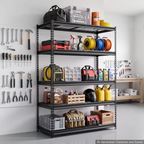 VEVOR Storage Shelves, 5-Tier 3000 lbs Garage Shelving 48 x 20 x 71.4 in