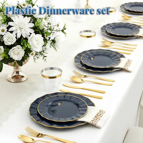 Glowserve 175 Piece Disposable Plastic Plates Dinnerware Set for 25 Guests