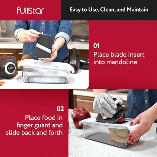 Fullstar Mandoline Slicer for Kitchen, Fruit Cutter, Cheese Grater, Cucumber Slicer, Food Cutter & Kitchen Gadgets (3 in 1, White)