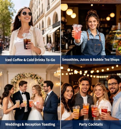 110 Pack 24 oz Disposable Clear Plastic Iced Coffee Cups with Lids
