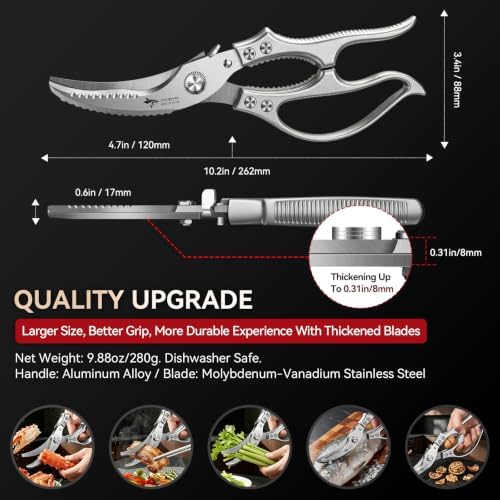 MAD SHARK Heavy Duty Poultry Shears,Spring Loaded Kitchen Shears,Dishwasher