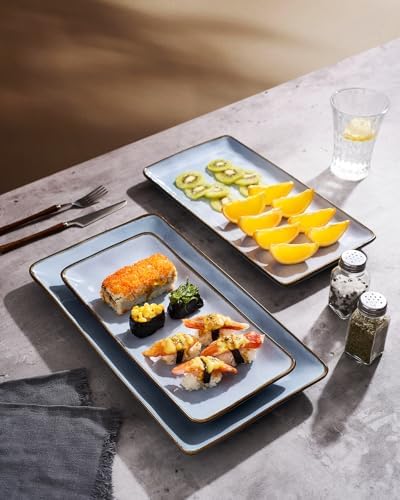 Famiware Serving Platters Set of 3 Sizes - Rectangular, Blue