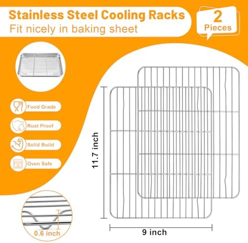 TeamFar Cooling Rack, 11.7” x 9” Stainless Steel Wire Baking Rack, 2PCS